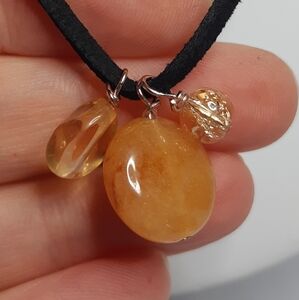 Natural Yellow Aventurine, Citrine, and Crackle Glass Necklace